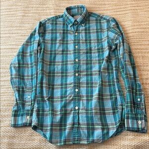 J. Crew Men's Summer Plaid Shirt Green and Blue Plaid Shirt Men’s XS